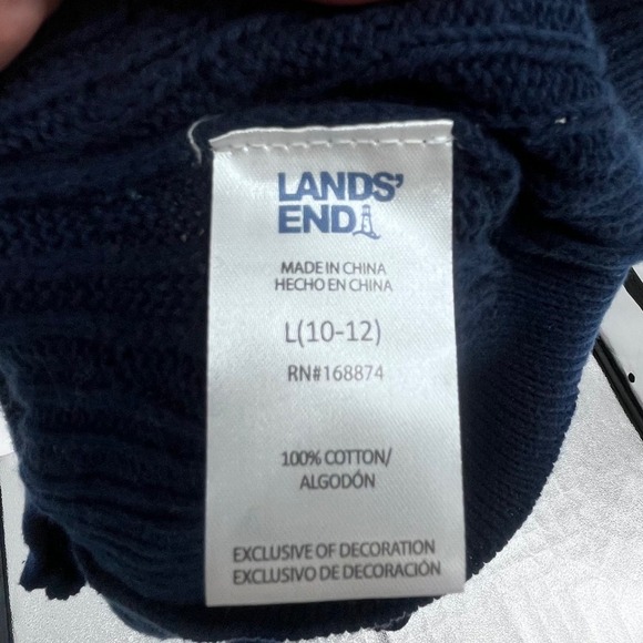 NWT Lands End Kids Boys Sweater Large 10-12 Navy Christmas Tree Truck Holiday - Picture 8 of 12